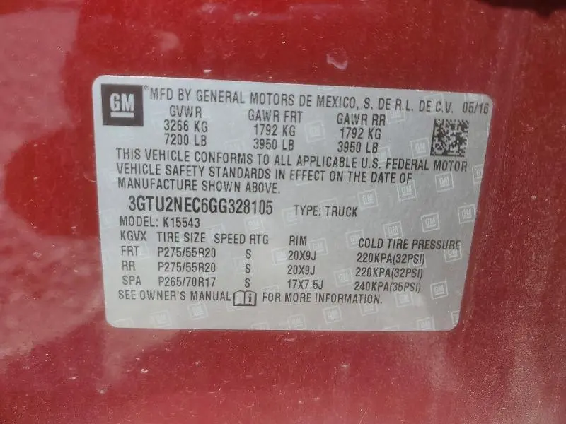 2016 GMC SIERRA K1500 SLT  