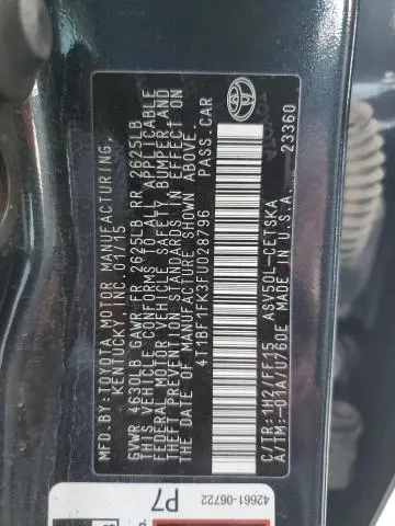 2015 TOYOTA CAMRY LE  