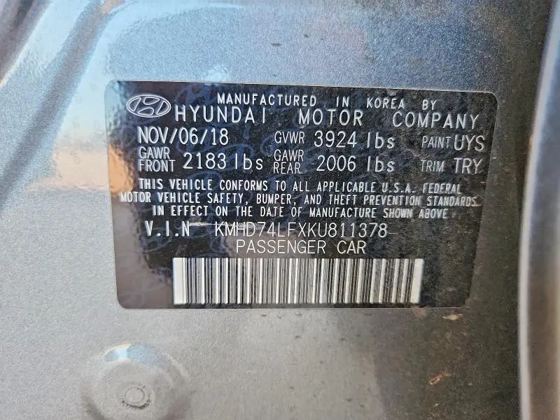 2019 HYUNDAI ELANTRA SE  