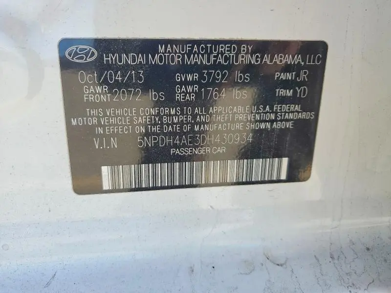 2013 HYUNDAI ELANTRA LIMITED  
