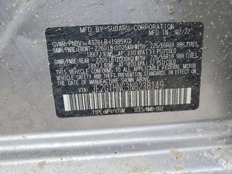 2022 SUBARU CROSSTREK LIMITED  