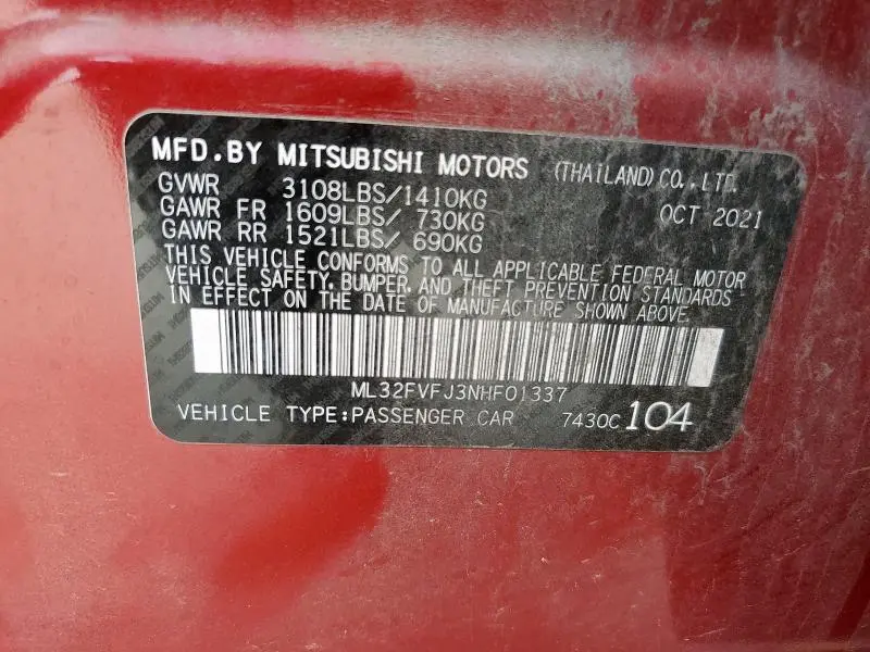 2022 MITSUBISHI MIRAGE G4 SE  