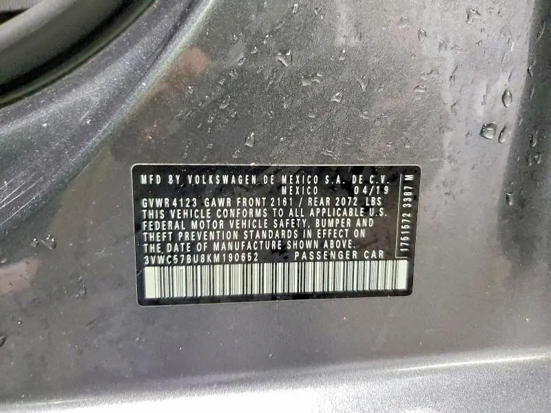 2019 VOLKSWAGEN JETTA S  