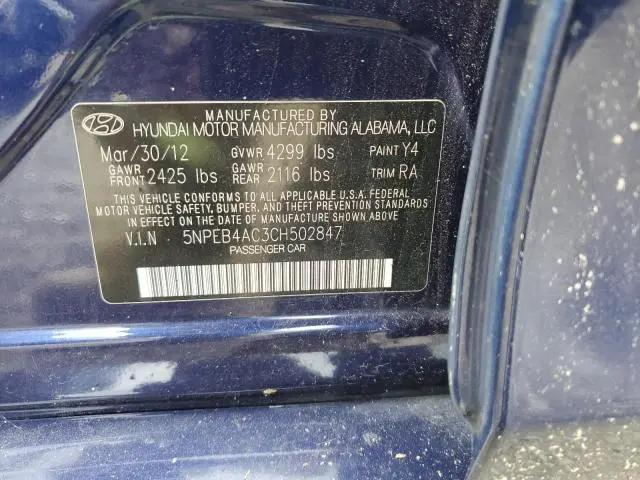 2012 HYUNDAI SONATA GLS  