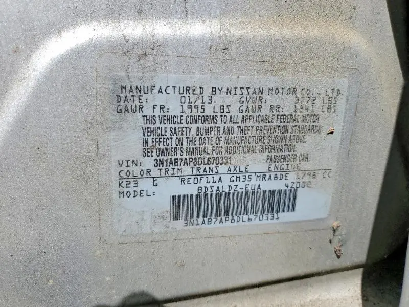2013 NISSAN SENTRA S  