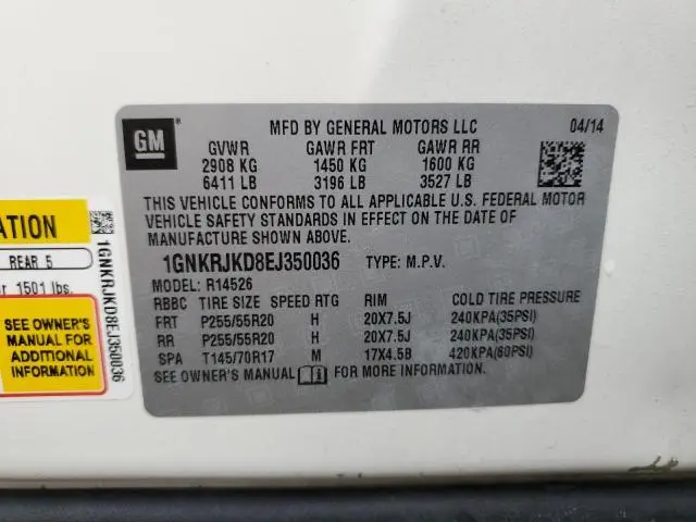 2014 CHEVROLET TRAVERSE LTZ  