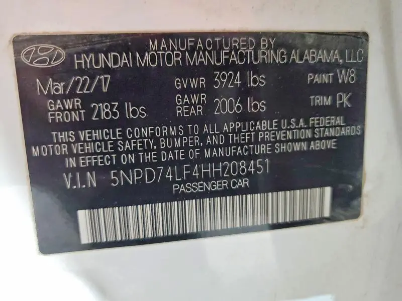 2017 HYUNDAI ELANTRA SE  