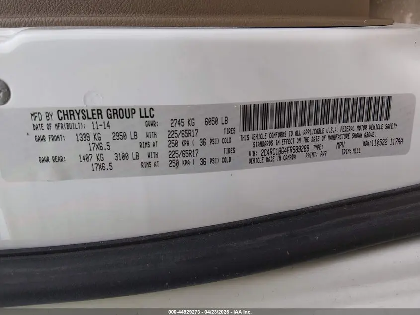 2015 CHRYSLER TOWN & COUNTRY TOURING