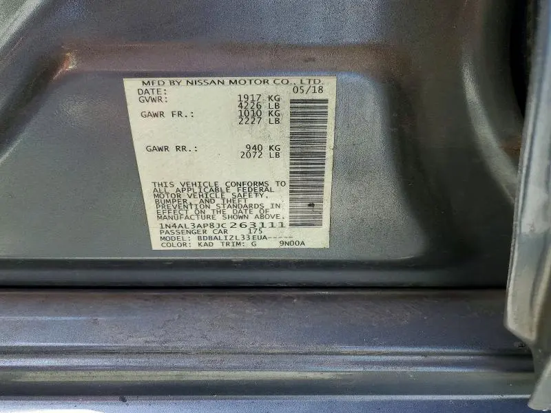 2018 NISSAN ALTIMA 2.5 SV  
