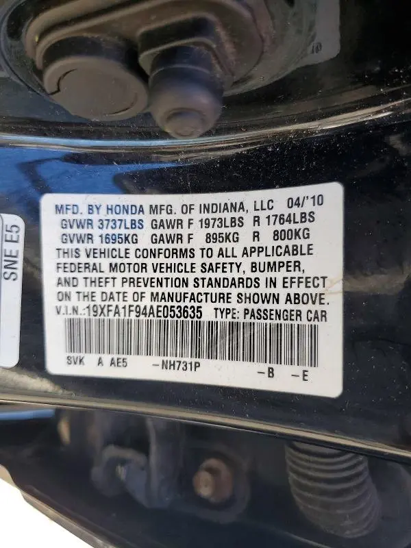 2010 HONDA CIVIC EXL  
