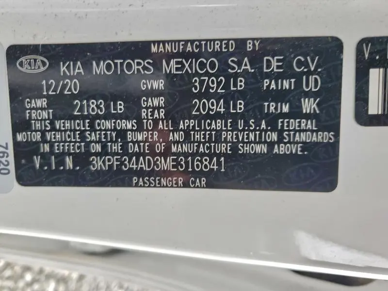 2021 KIA FORTE GT LINE  