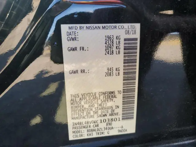 2019 NISSAN ALTIMA S  