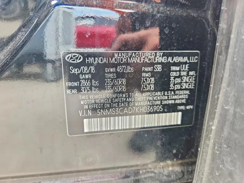 2019 HYUNDAI SANTA FE SEL PLUS 2.4L  