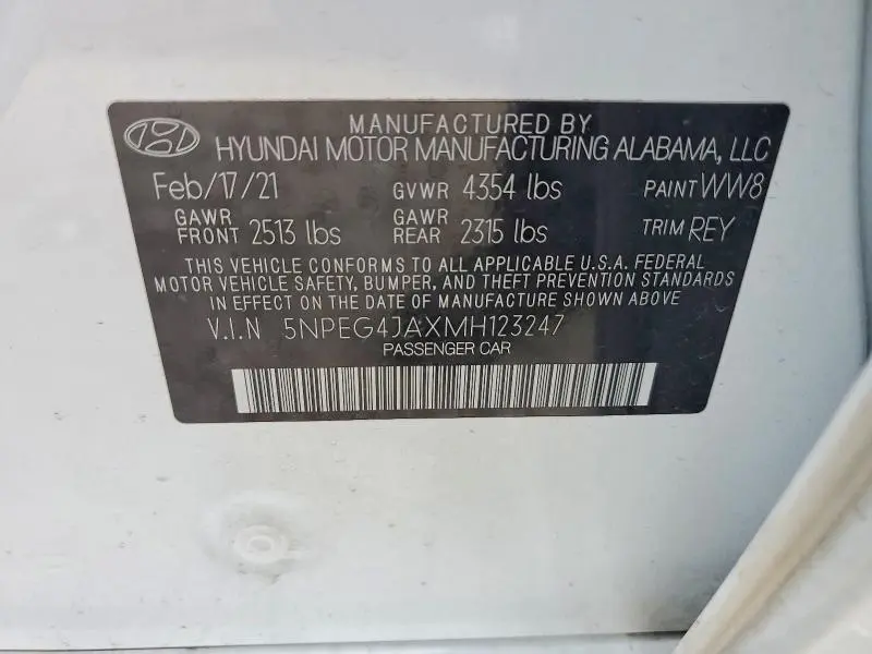 2021 HYUNDAI SONATA SE  