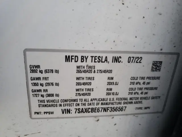 2022 TESLA MODEL X 