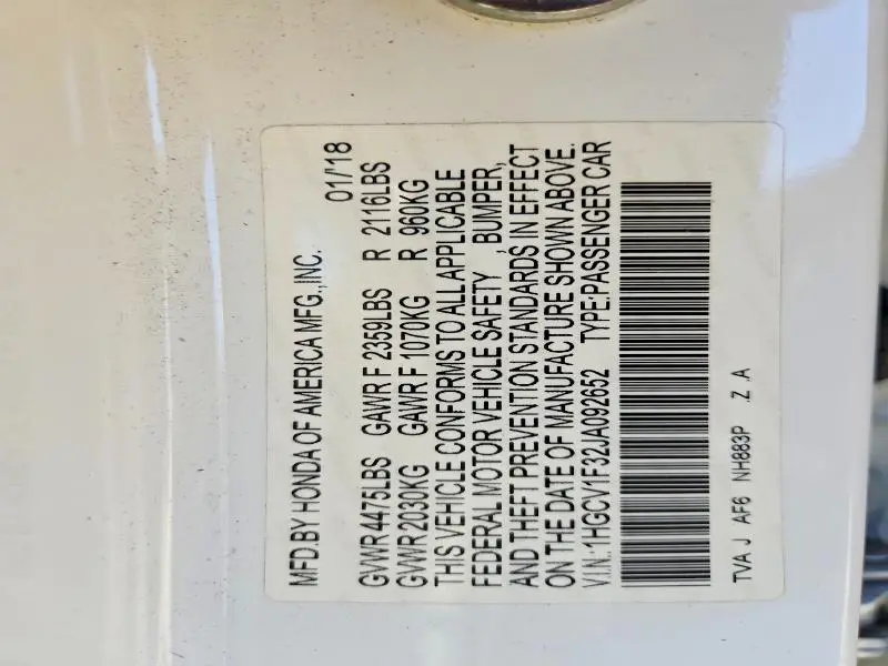 2018 HONDA ACCORD SPORT  