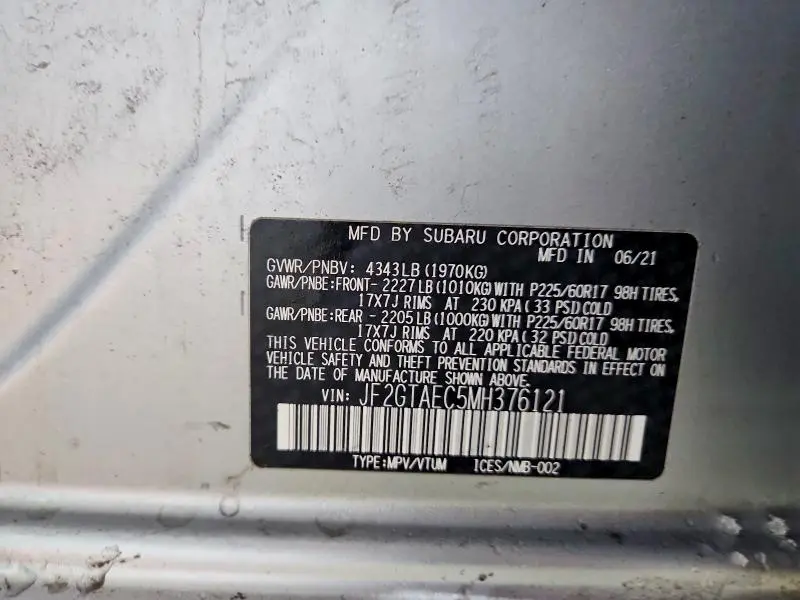 2021 SUBARU CROSSTREK PREMIUM  