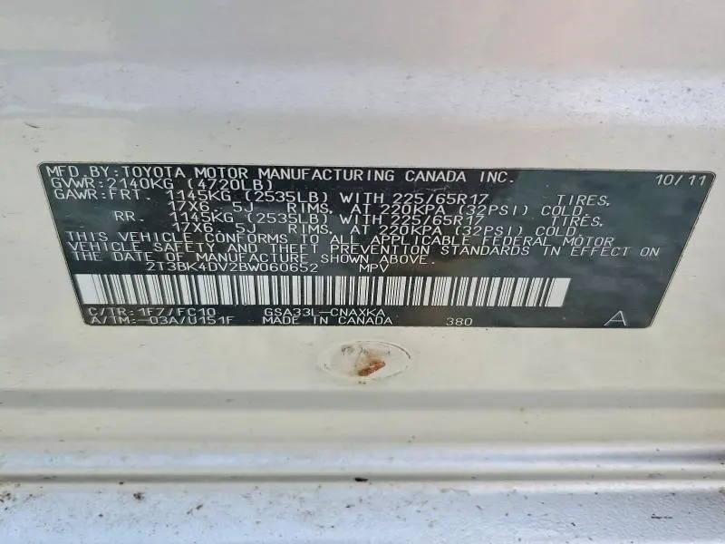 2011 TOYOTA RAV4 BASE  