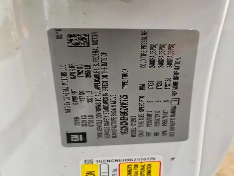 2016 CHEVROLET SILVERADO C1500  