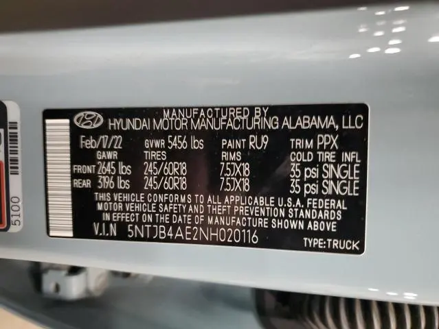 2022 HYUNDAI SANTA CRUZ SEL  