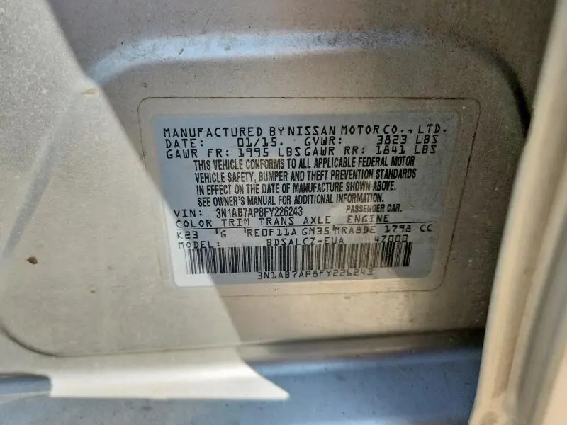 2015 NISSAN SENTRA S  