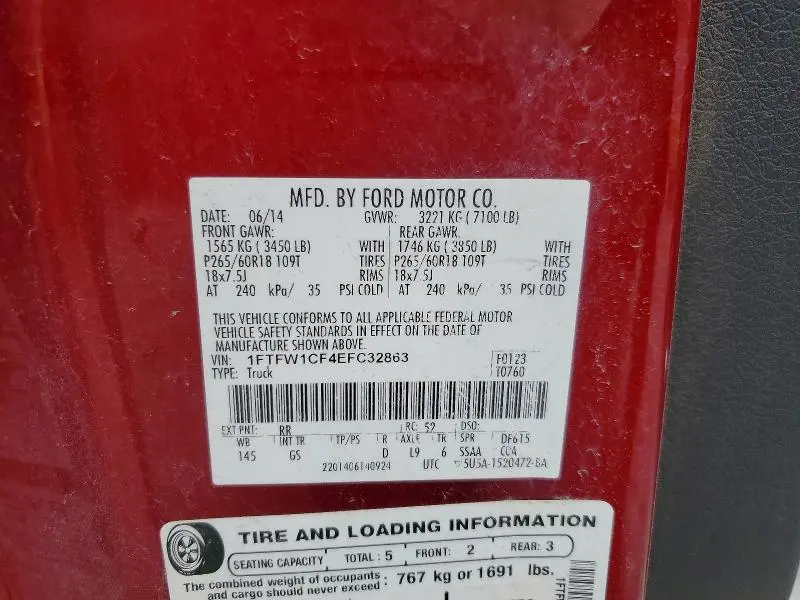 2014 FORD F150 SUPERCREW  