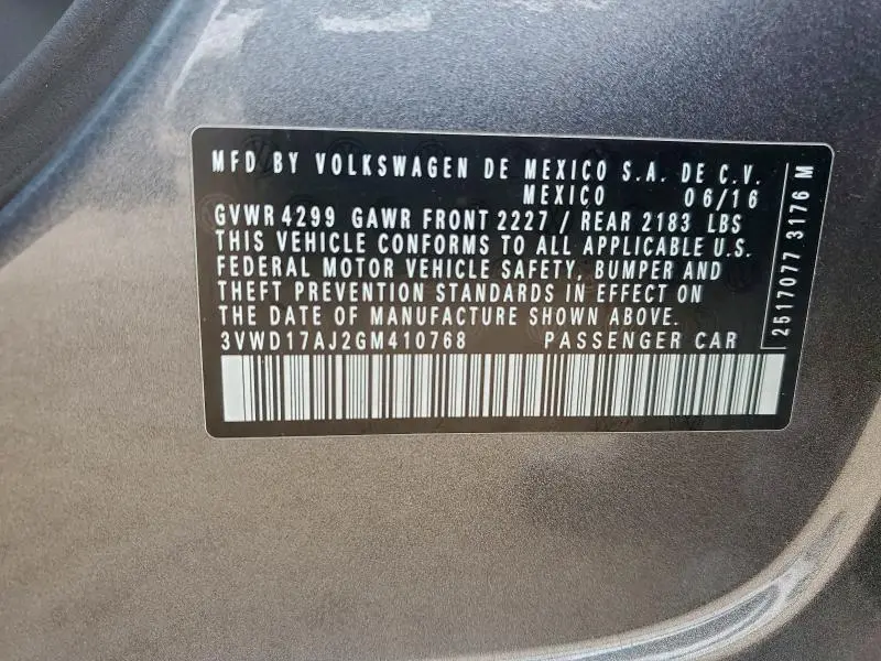 2016 VOLKSWAGEN JETTA SPORT  