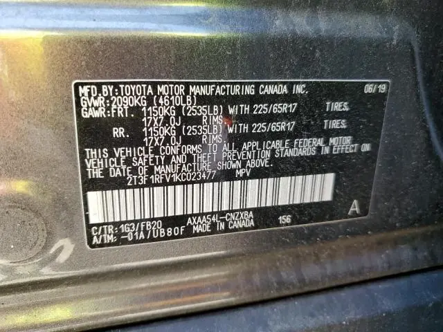 2019 TOYOTA RAV4 LE  