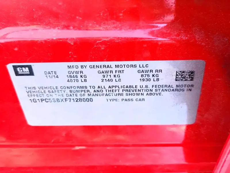 2015 CHEVROLET CRUZE LT  