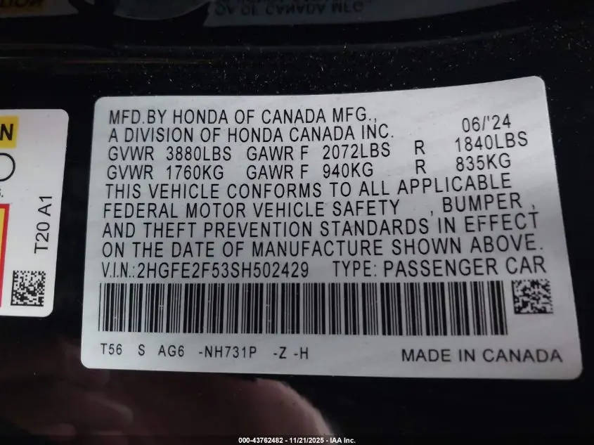 2025 HONDA CIVIC SPORT