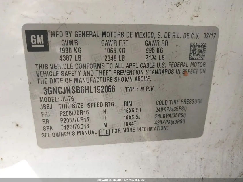 2017 CHEVROLET TRAX LS