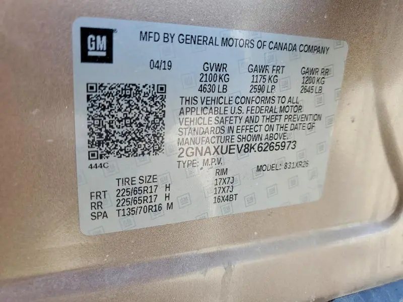 2019 CHEVROLET EQUINOX LT  