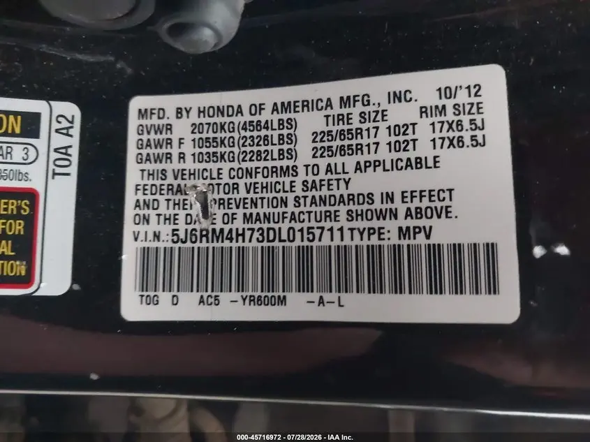 2013 HONDA CR-V EX-L