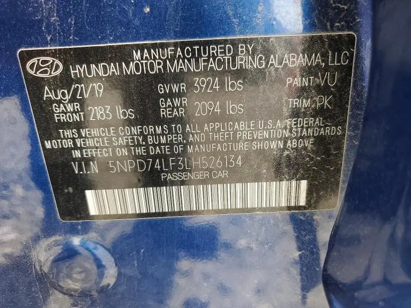 2020 HYUNDAI ELANTRA SE  
