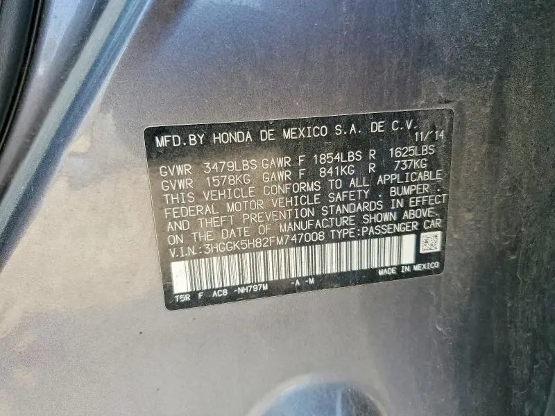 2015 HONDA FIT EX  