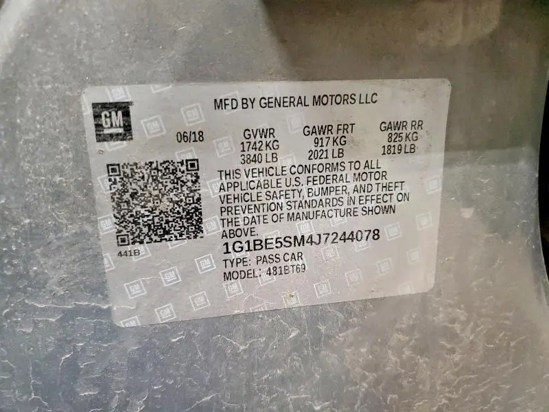 2018 CHEVROLET CRUZE LT  
