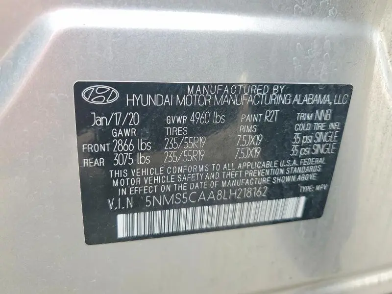 2020 HYUNDAI SANTA FE LIMITED 2.0T  
