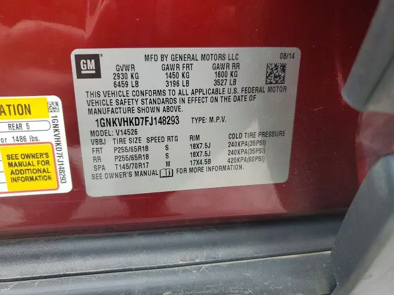 2015 CHEVROLET TRAVERSE LT  