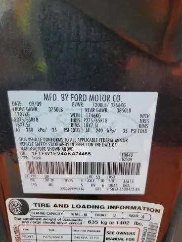 2010 FORD F150 SUPERCREW  