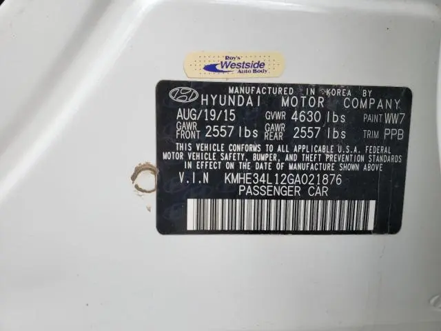 2016 HYUNDAI SONATA HYBRID  