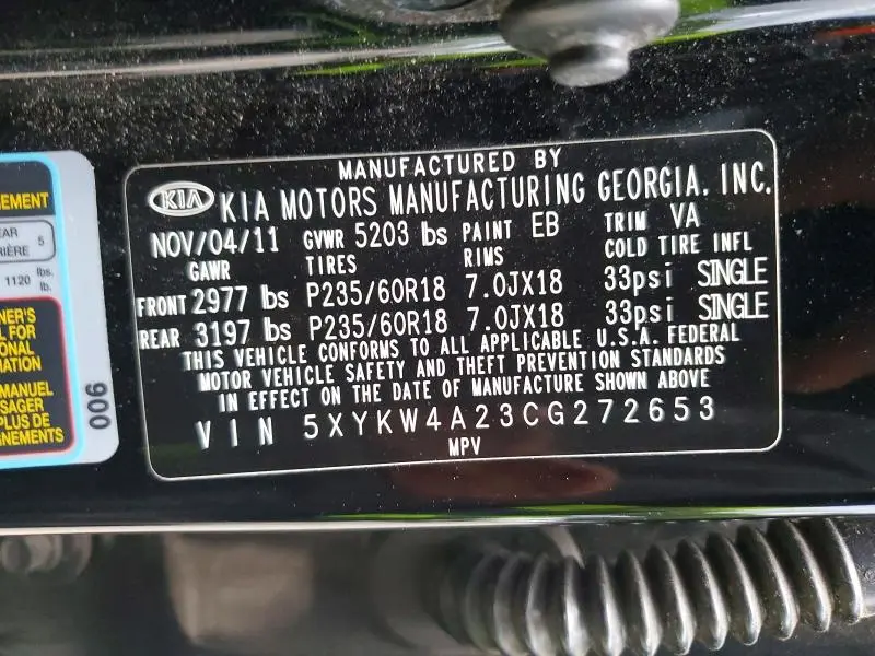 2012 KIA SORENTO SX  