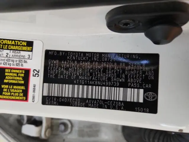 2022 TOYOTA CAMRY SE  