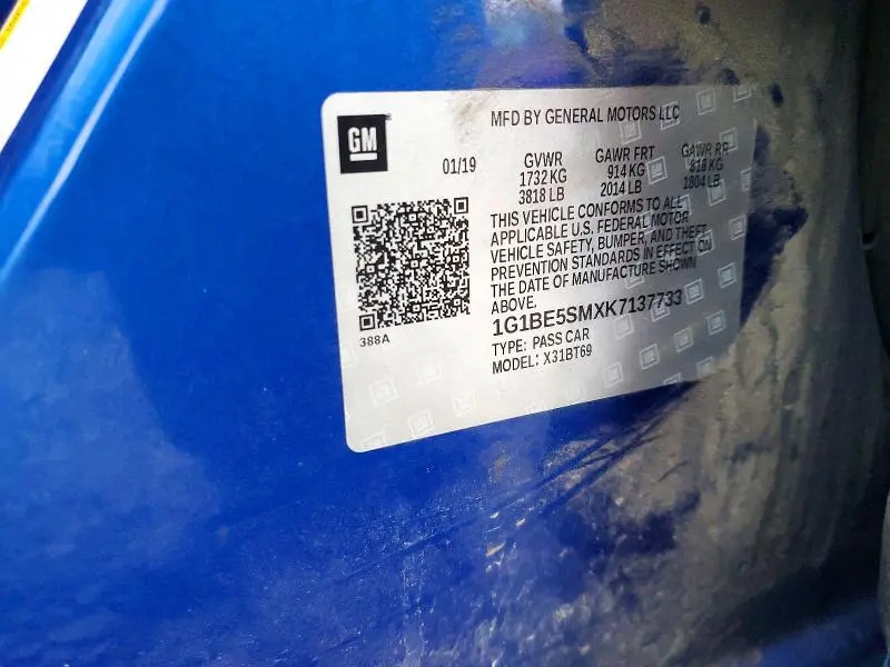 2019 CHEVROLET CRUZE LT  