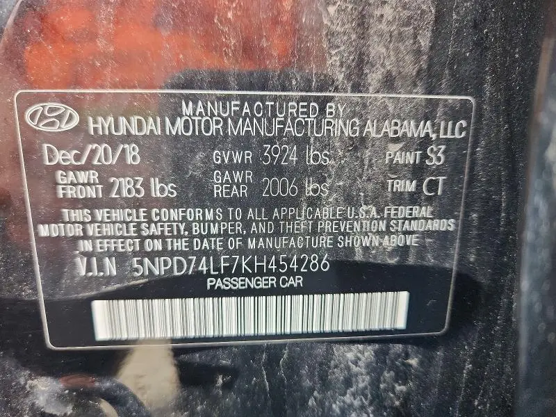 2019 HYUNDAI ELANTRA SE  