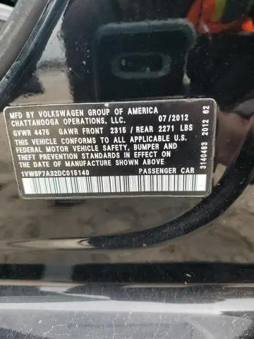 2013 VOLKSWAGEN PASSAT SE  