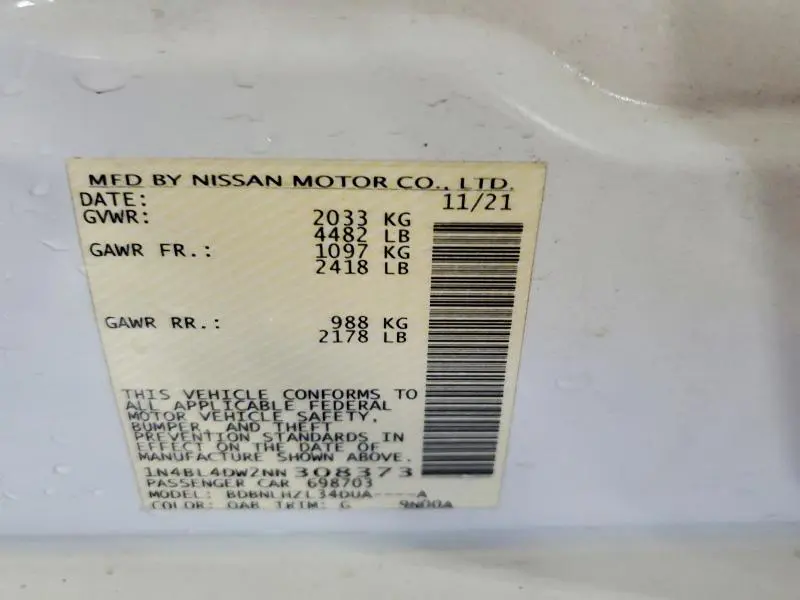 2022 NISSAN ALTIMA 2.5 SV  