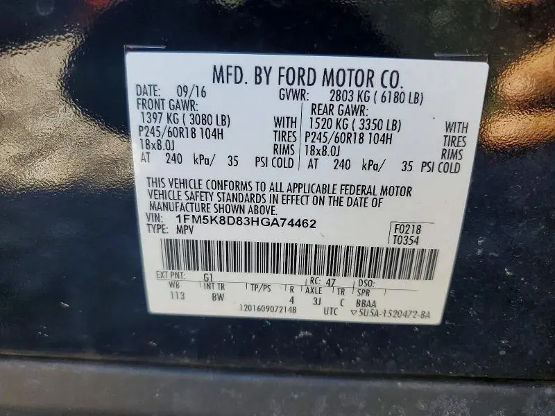 2017 FORD EXPLORER XLT  