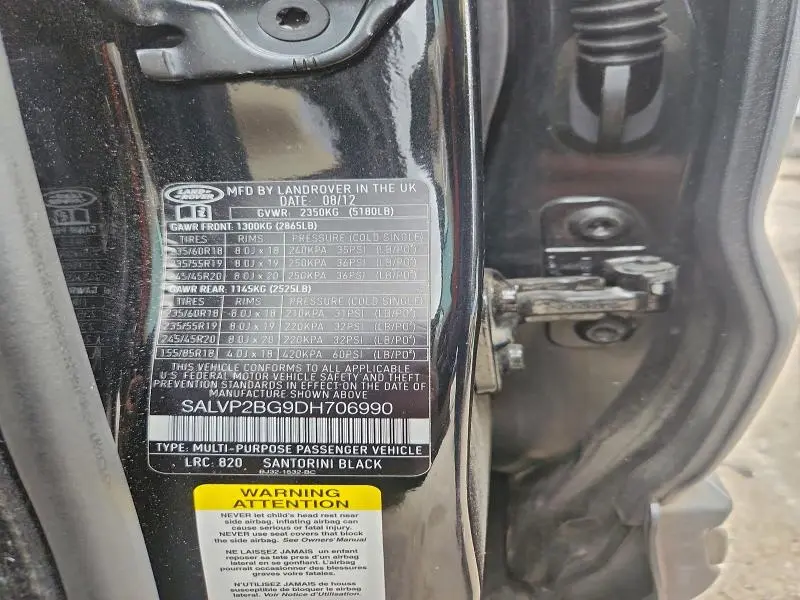 2013 LAND ROVER RANGE ROVER EVOQUE PURE PLUS  