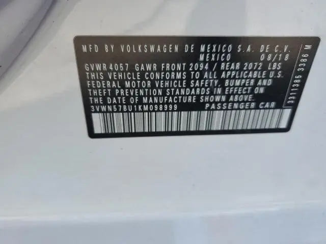 2019 VOLKSWAGEN JETTA S