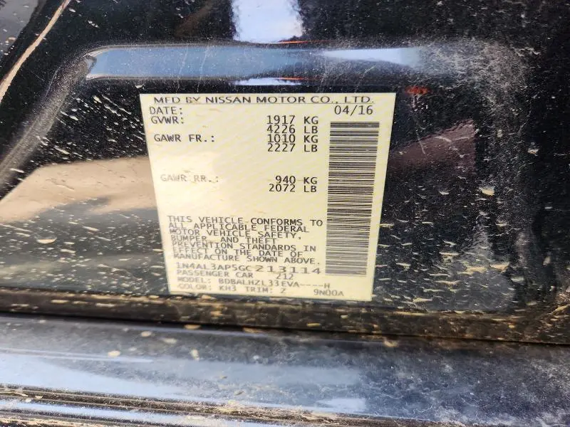 2016 NISSAN ALTIMA 2.5 SR  